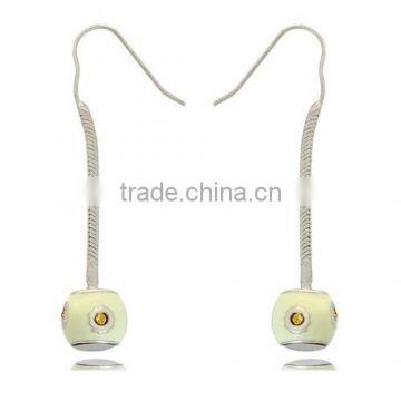 Sterling Silver Ladies Crystal Earring With Murano Lampwork Glass Bead photo-3