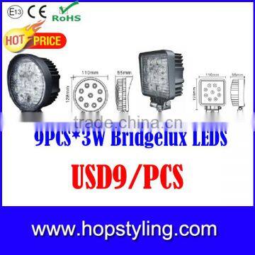 2015 hot seller 12v 24v 27w square led work light,27w led work light