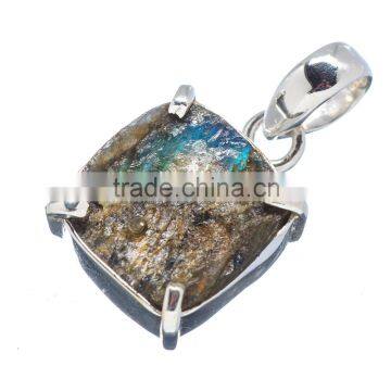 925 SOLID STERLING FINE SILVER ROUGH LABRADORITE PENDANT