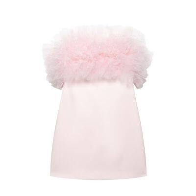 2025 new women's fashion European and American style slim fit fluffy silk mesh short dress