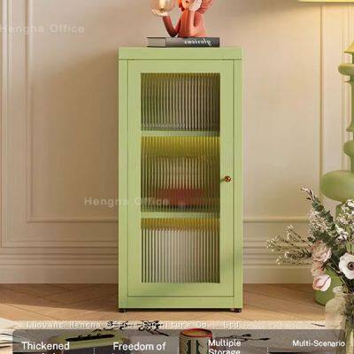 High-End Creamy White Display Cabinet for Luxury Living Room Furniture, Modern Arched Metal Bookcase With Fluted Glass Doors-OEM/ODM