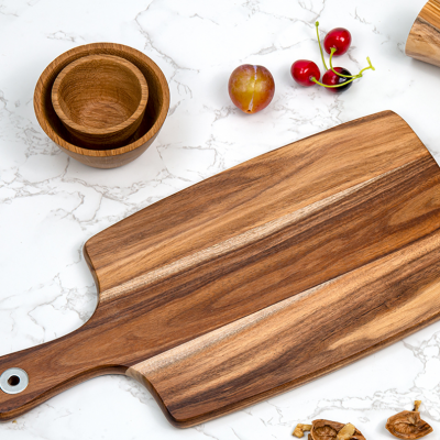 Reversible Acacia Wood Cutting Board - Double Sided for Raw Cooked Food, With Handles Hanging Hole Solid Wood Best Seller