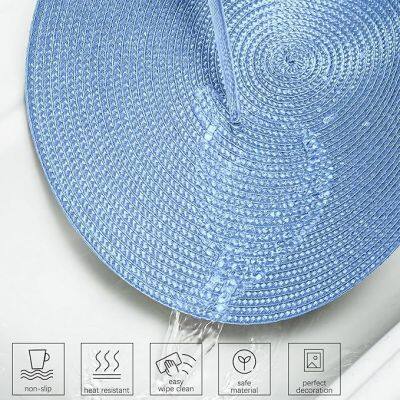 Round Braided Placemats Set of 6, 15'' Heat Resistant Washable Non-Slip Woven Table Mats for Dining Table Kitchen photo-3