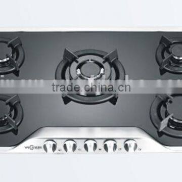 five burner glass top gas hob