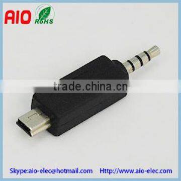 mini USB 5 pin plug male to 4C 4 pole 4 pin 3.5mm plug male adaptor connector for cellphone headsets