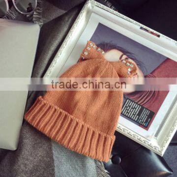 Fashion Charm Ladies Rhinestone Jewelry Pearl Bowknot Ear Cap Hat Beanie