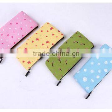 Fashion stationery organizer bag natural four season canvas pencil case