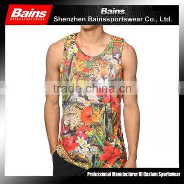 custom print tank top pattern&100% polyester mesh tank top