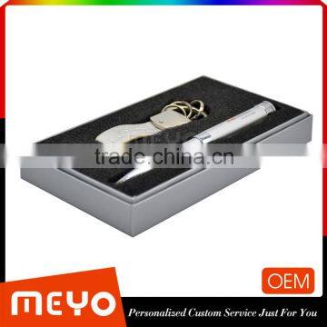 Wholesale flash drive usb pen metal keychain leather silver packaging