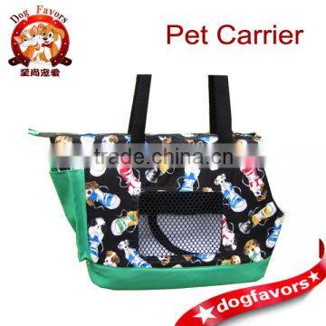 Black print Walking Dog Carrier with Green Trim