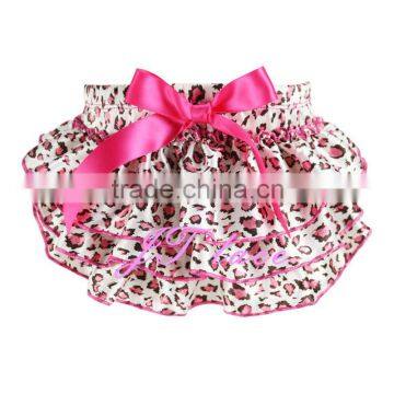 Brown Leopard With Hot Pink Bow Bloomers- Toddler Ruffle Shorts-ruffle Shorts photo-5