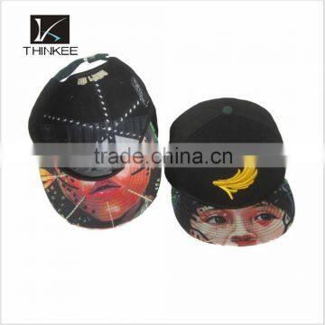 Fashion Custom 3d Embroidery Logo 5 Panel Snapback Cap/hat With Digital Printed Brim photo-2