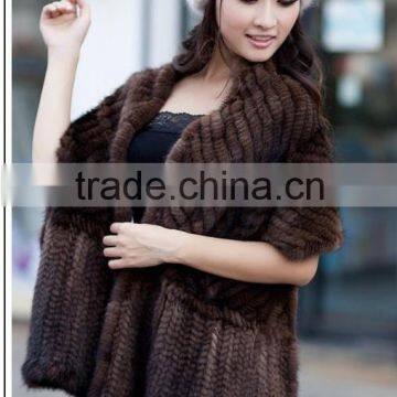 2015 Fashion Knitted Real Mink Fur Scarf