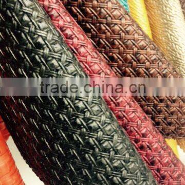 Chunky Semi-PU decorative woven leather fabric