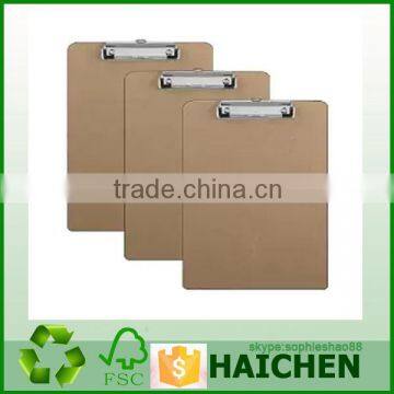 Supply cheap A4 wooden clipboard with steel clip with flat clip