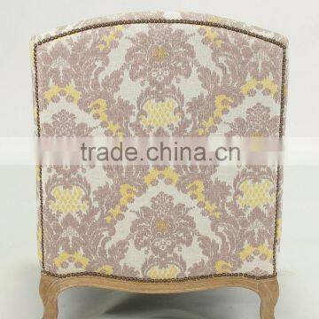 Classic Hand Carved Nail Desigend Cotton Fabric Leisure Living Soft Bag Armchair(CH-299-OAK) photo-3
