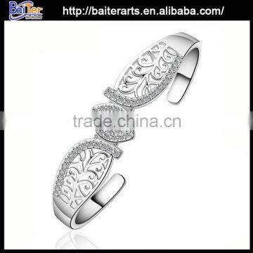 Wholesale Women's Hollow 925 Sterling Silver Open Bangles