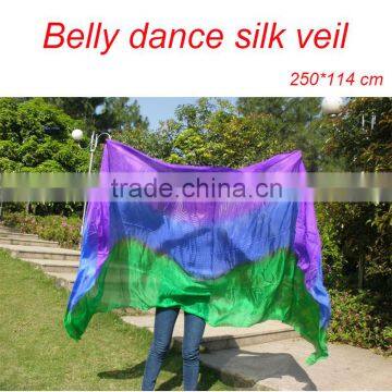 2016 High quality women 100% real belly dance veil silk Chinese belly dancing veils accessories
