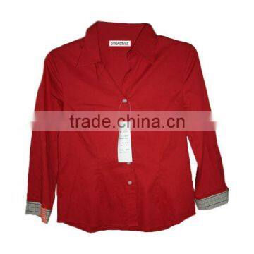 High Quality 100% Cotton Poplin Red Ladies' Blouse