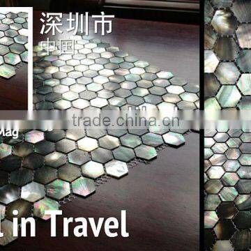 Black lip sea shell mosaic tile hexagon mother of pearl