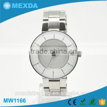 Slim fashion white dial couple alloy wrist watch