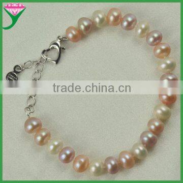 8 - 9mm natural mix color cheap freshwater cultured pearl bracelet, fresh water pearl bracelet