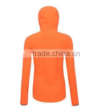 Custom Women OEM Hooded Orange Softshell Jacket for Spring photo-4