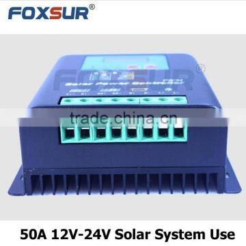 50A 12V-24V PWM Solar Charge Controller, with LCD display battery voltage and capacity, Hi-Quality