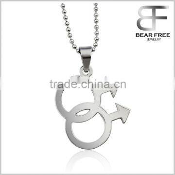 Simple Gay Symbol Pride Stainless Steel Sign Male Men's Lgbt Pendant Necklace