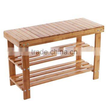 Natural eco-friendly Bamboo Shoe Bench 2-Tier high quantity floding Shoe Storage Racks