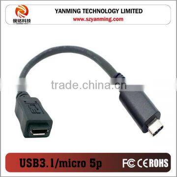 USB3.1 TYPE C to micro 5pin usb2.0 female adapter cable