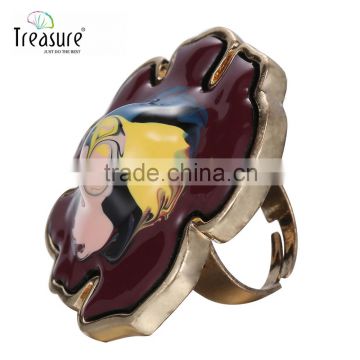 wholesale jewelry mix color oil painting adjustable fashion ring jewelry