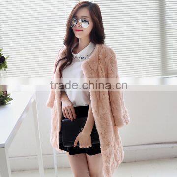 Women's Soft Long Rex Rabbit Fur Coat