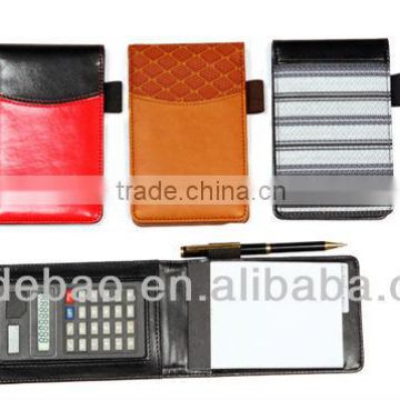 PU leather writing memo pad holder with pen