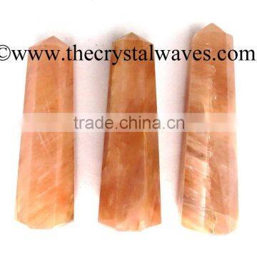 Peach Moonstone wholesale Pencil 6 to 8 Facets Single Terminated Point Khambhat Gujarat India crystal waves