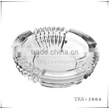 White clear glass ashtray with customer logo for promotion