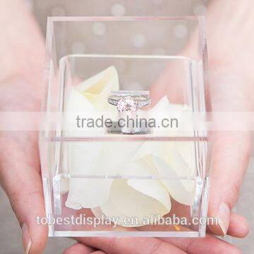 beautiful square acrylic ring box,small acrylic box,acrylic clear ring box