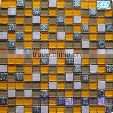 Glass Mosaic Mixed Ceramic and Marble Wall Tile GS067-C