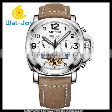 WJ-5502 Genuine Leather Multifunction High Quality Waterproof Megir Men Automatic Mechanical Watch photo-3