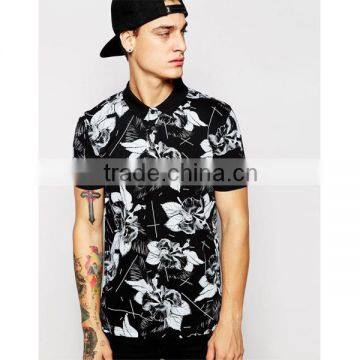 jersey polo with all over floral print