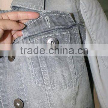 Women Jeans Jacket With White PU Jacket 2016 New photo-5
