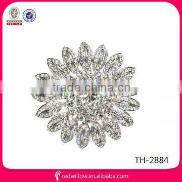 Korea stylish glitter metal crystal flower brooches for bridal