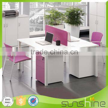 HT-FPW04 White Color Panel Desktop Simple Modern Style Pink Color Table Screen 2 Person Workstations