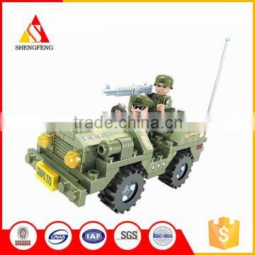 Intelligent most popular plastic assemble car military toys play set