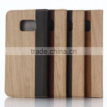 Retro wood leather stand shockproof case for samsung galaxy s7