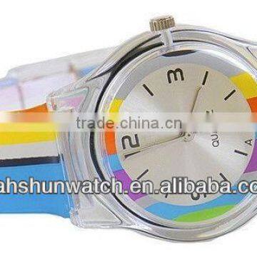 colorful strap transparent plastic watch made in China new product watches