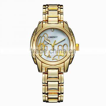 Kingsky KY075 Vogue Gold Plated Chain Quartz Girls Fancy Watches photo-3