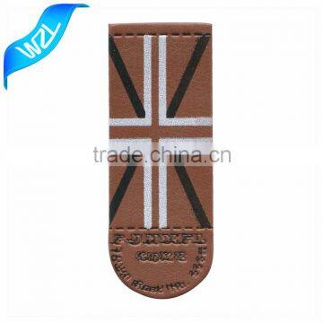 Embroidery patch leather design, Embossed and Printed leather label branded logo patch for jeans