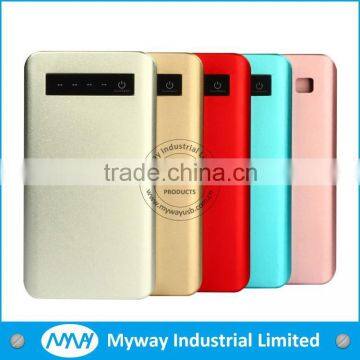 fashion private labeling aluminum slim battery power bank / slim phone power bank with LED