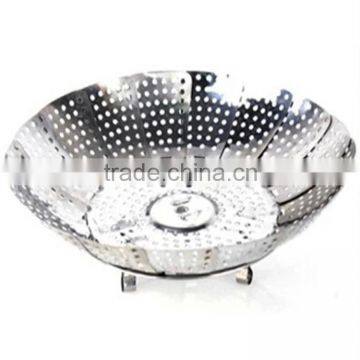 New chinese Stainless steel steamer dish fruit tray folding Egg Dishes Steamer Tray Kitchen basket